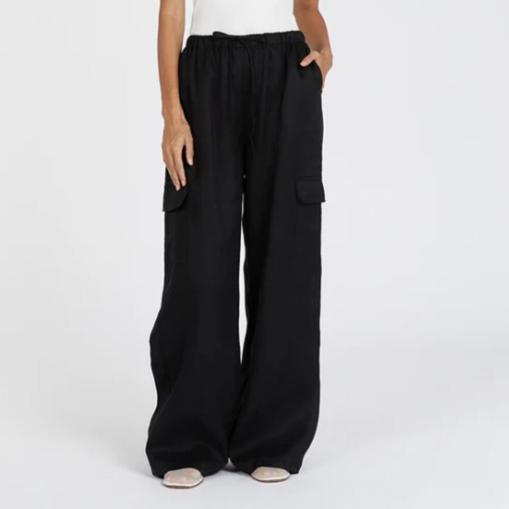 NWT DISSH BLACK INGRID LINEN CARGO PANT